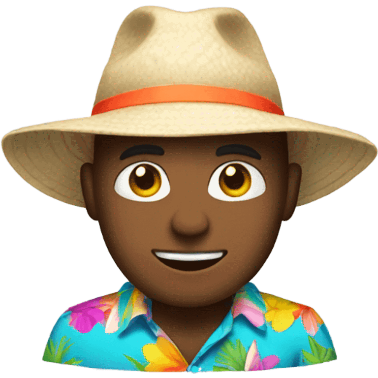 white male with beach hat and beach shirt emoji