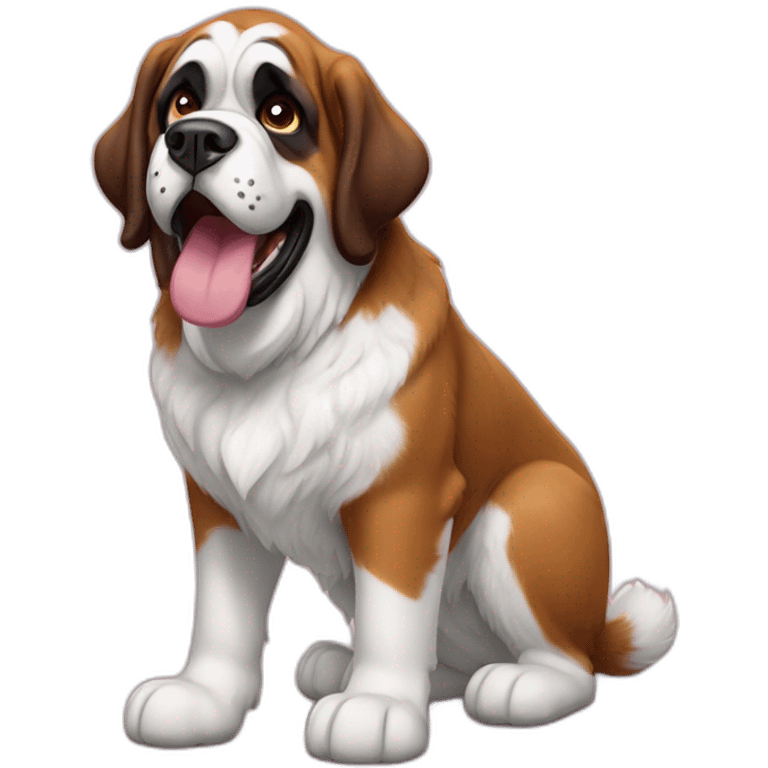 Saint Bernard tongue out full body emoji