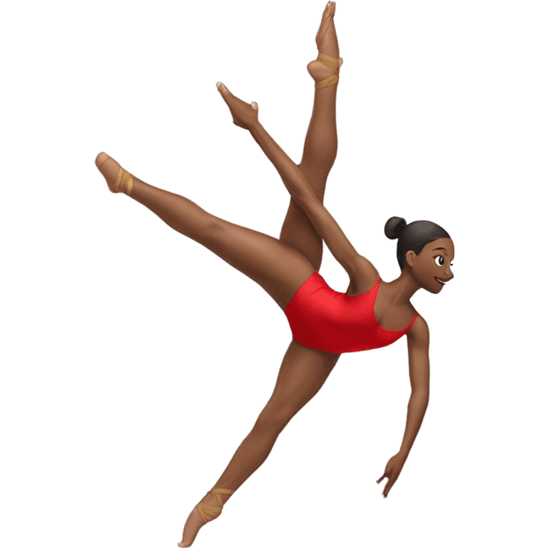 Flexible dancer split leg up with red leotard emoji