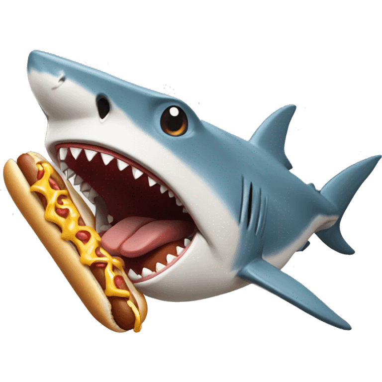 Shark eating hotdog emoji