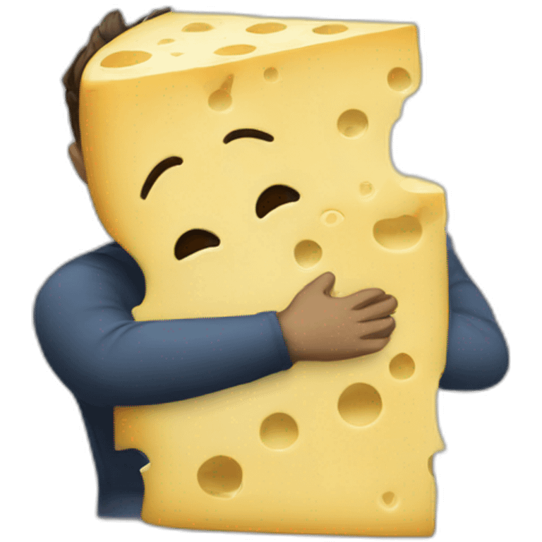 Men hug cheese emoji