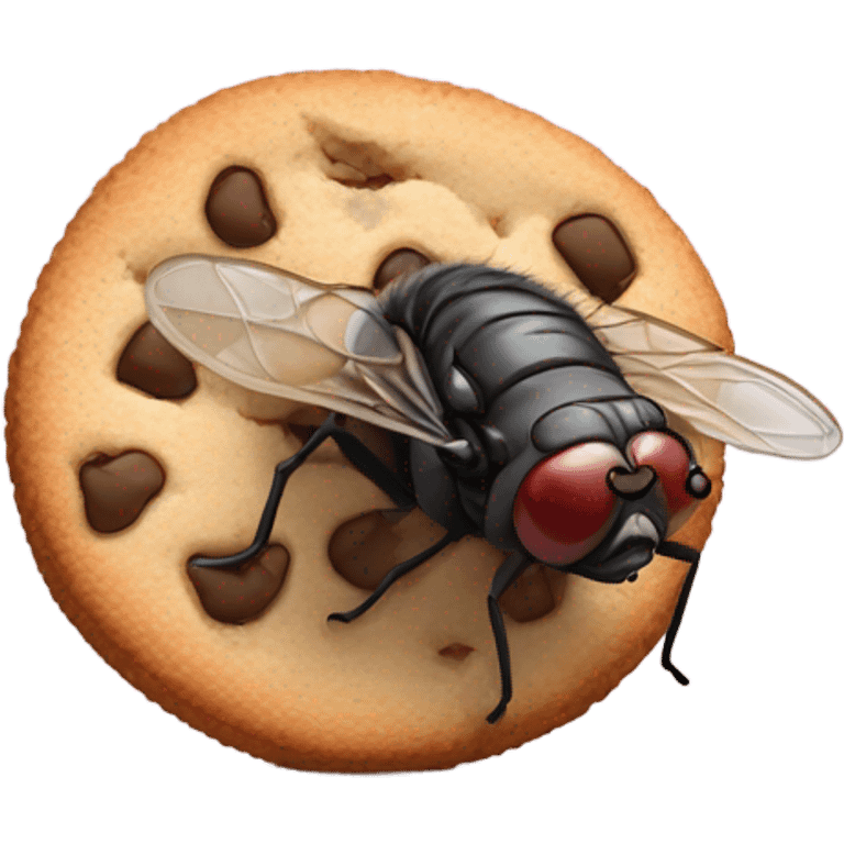 Fly with crusty lips eating cookie emoji