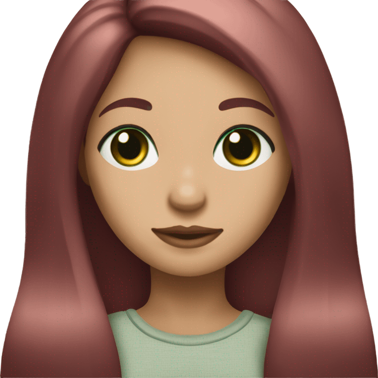  Girl with burgundy straight long hair and dark green eyes, fair skin and eyelashes  emoji