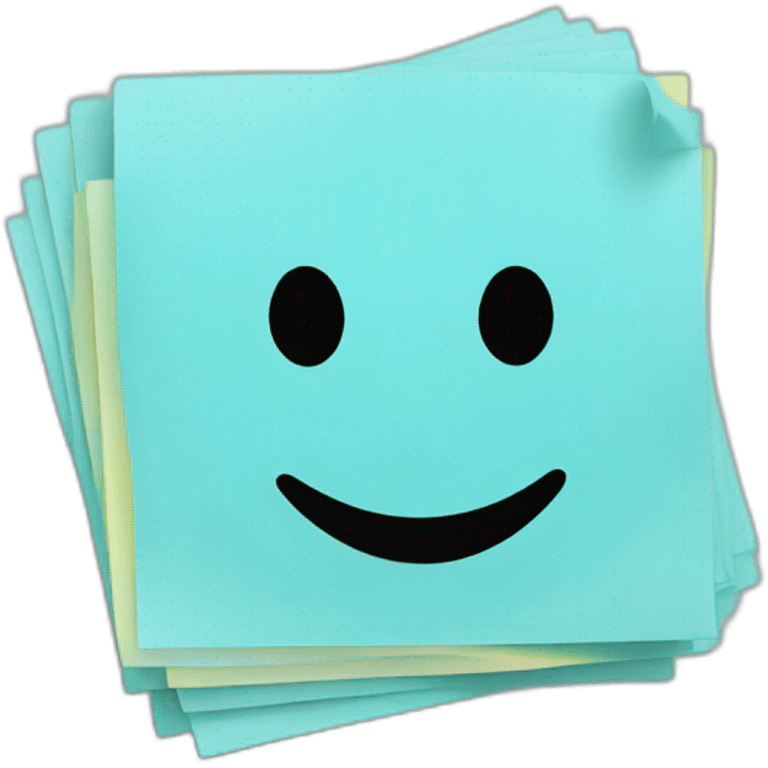 a light blue post it with a smile on the middle emoji