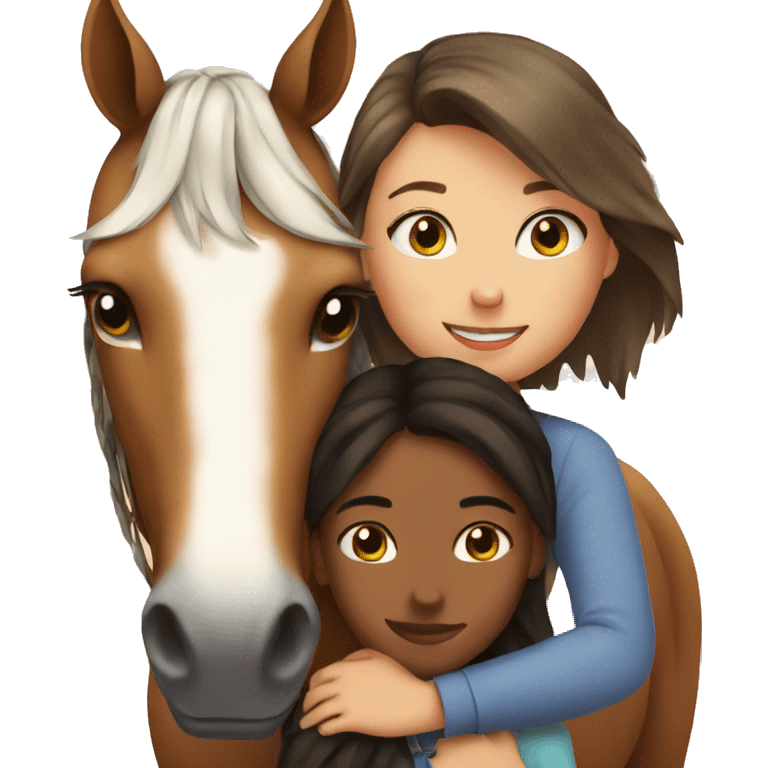 Girl hugging her horse cute  emoji