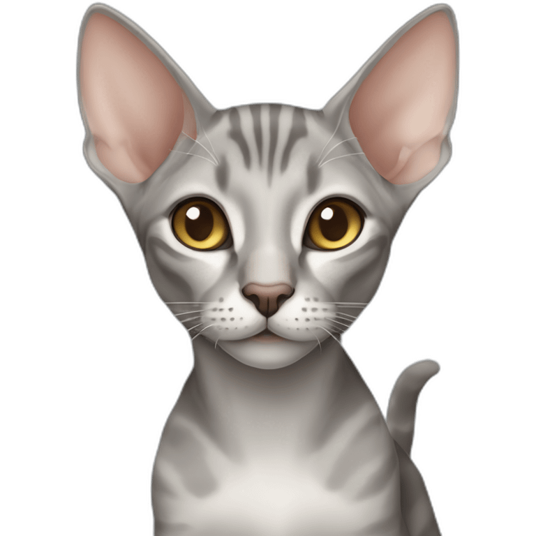 grey tabby oriental shorthair cat with large ears emoji