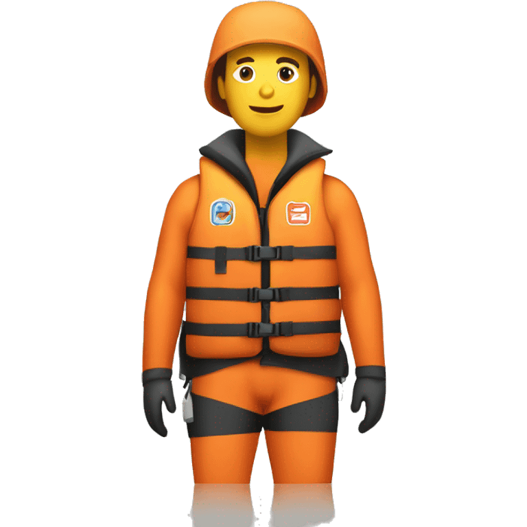 person wearing an orange kayaking lifejacket emoji