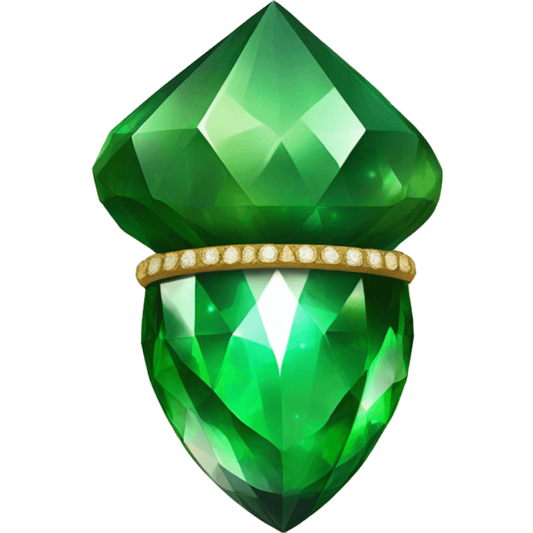 sparkling emerald Acorn like diamond with stem made of gold emoji