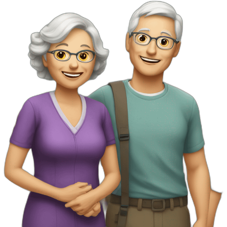 Classmates Reunion with older lady teacher emoji