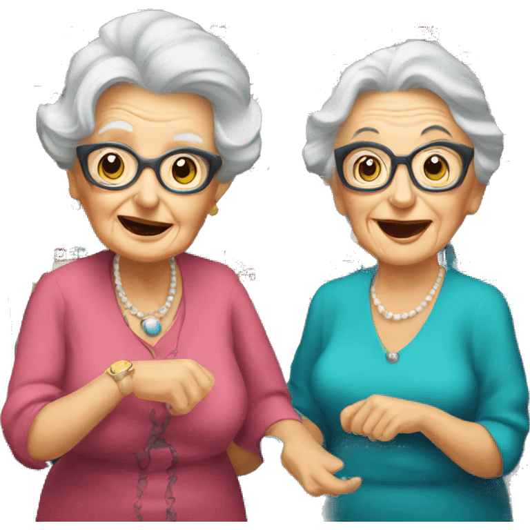 Two old ladies gambling at a slot machine  emoji