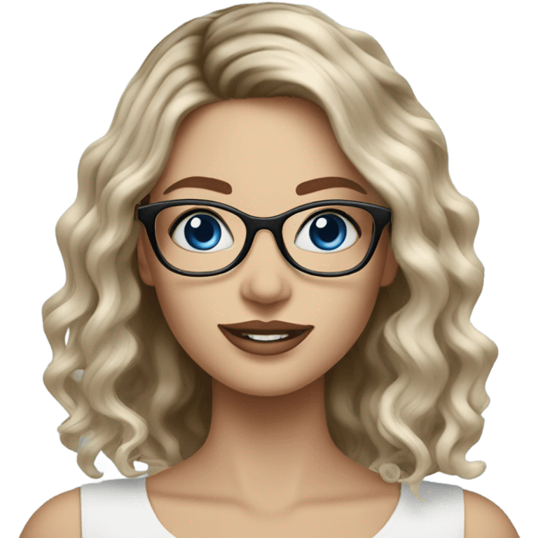 Beautiful Balayage pale model lady with glasses and blue eyes  emoji