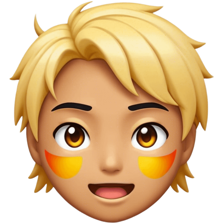 Cinematic Realistic Anime Pop Culture Emoji, featuring a dynamic, stylized portrayal of iconic anime characters rendered with vibrant textures and energetic, colorful lighting. emoji