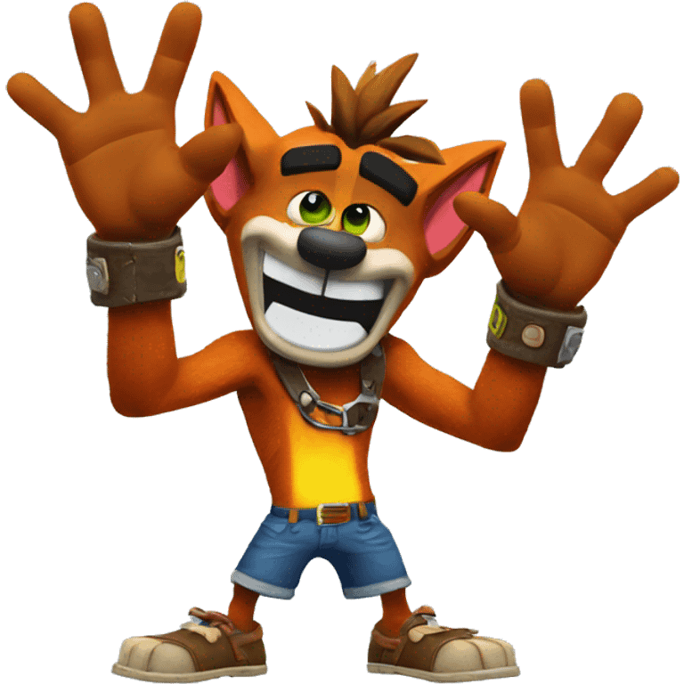 Crash bandicoot waving hello emoji