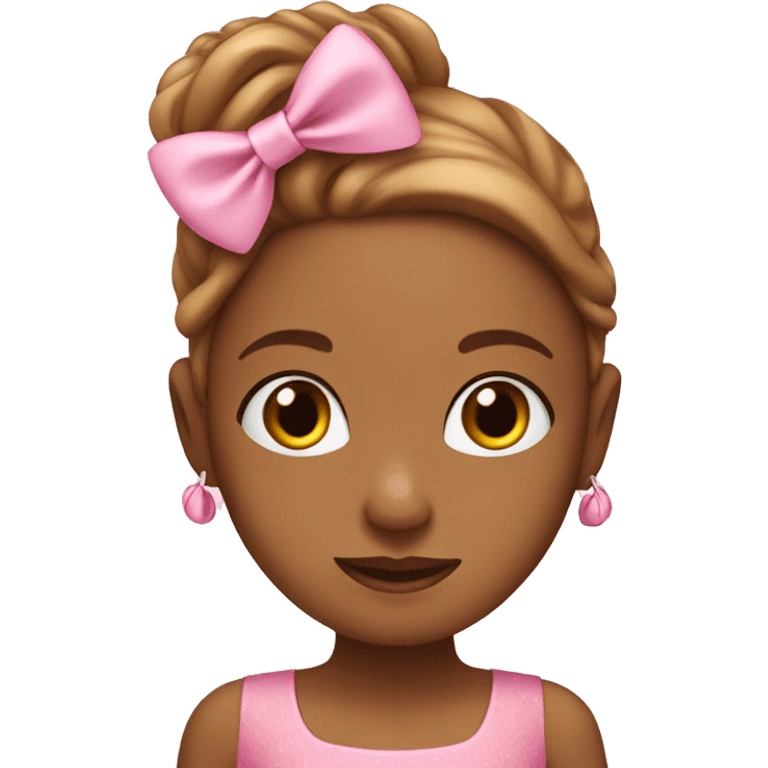 caramel girl wearing pink bow and pink dress emoji