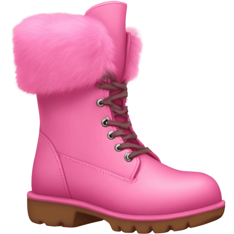 Platform UNIF boots pink fur emoji