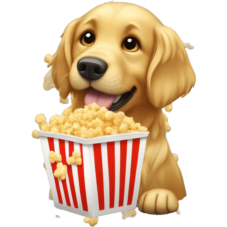 golden retriever eating popcorn emoji