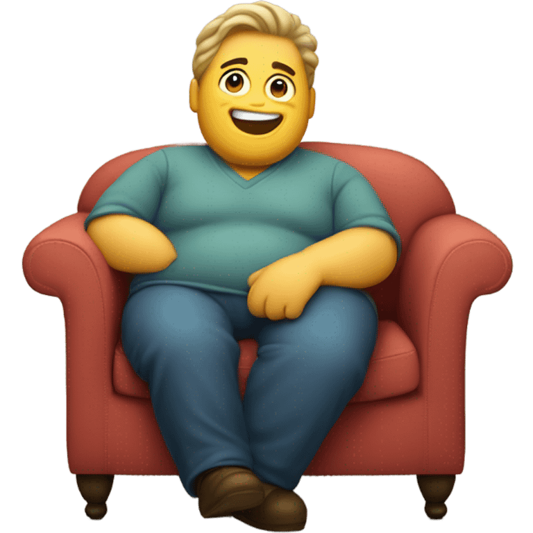 fat guy happily resting on couch emoji