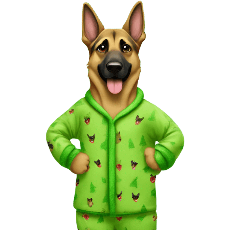 german shepherd wearing grinch pajamas emoji