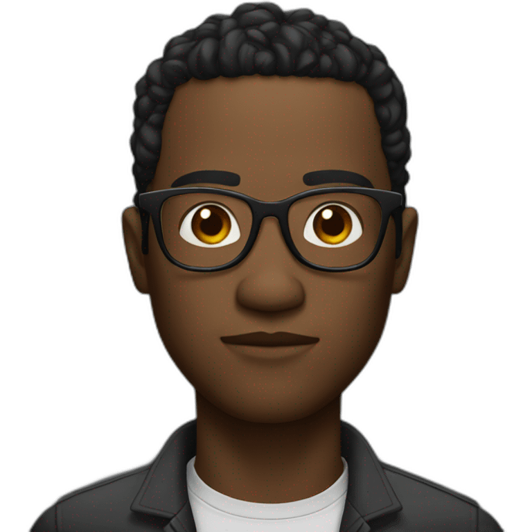 Serious black men with glasses and small eyes emoji