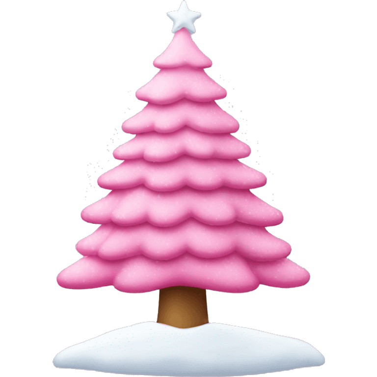 pink christmas tree with snow emoji