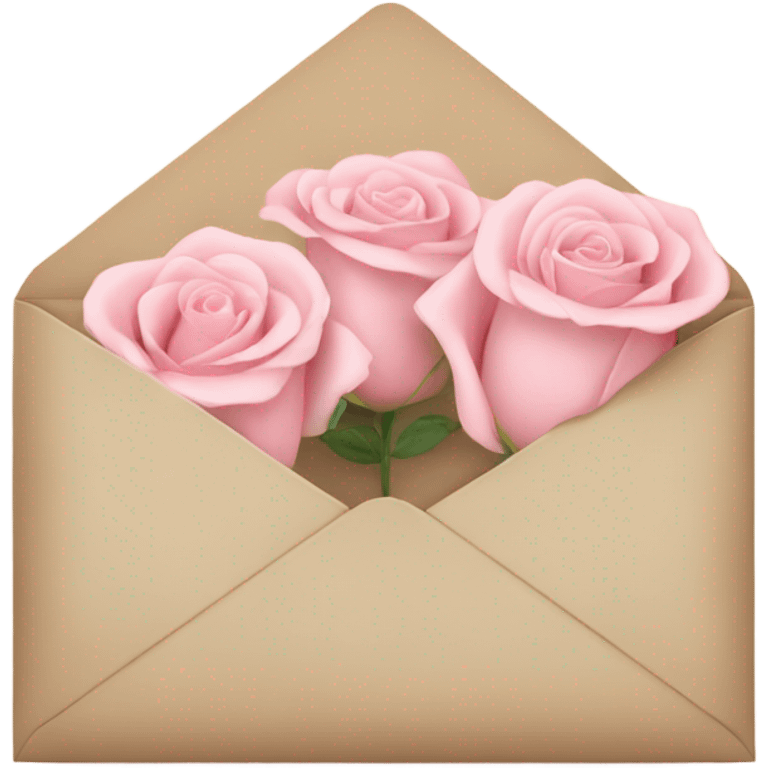 beige envelope with light pink roses emoji