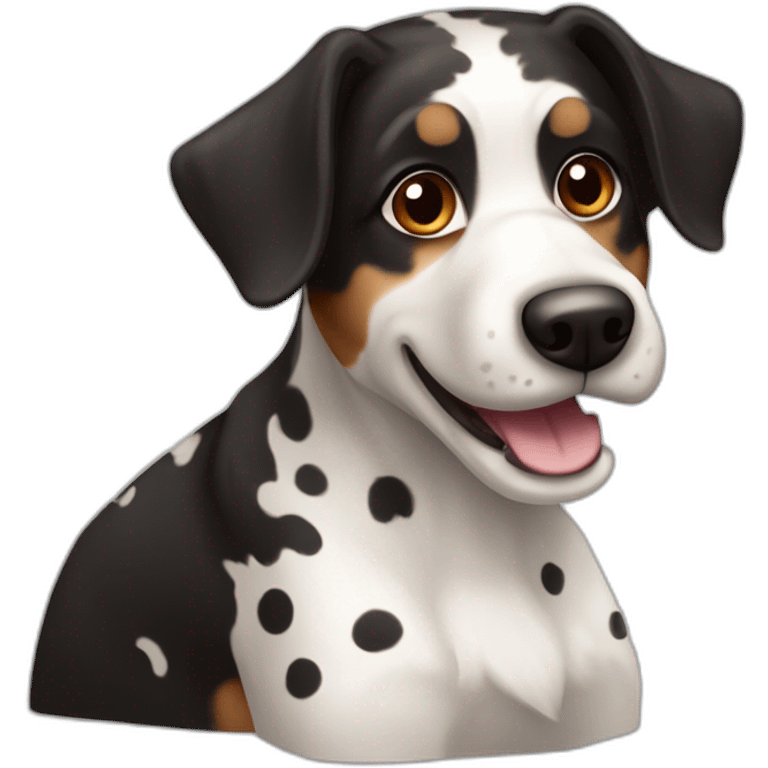 Black, white and brown Czech spotted dog emoji