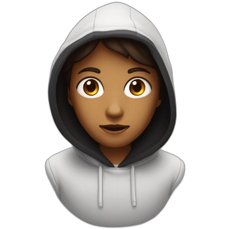 Humain avec une capuche noir peaux noir yeux rouge emoji