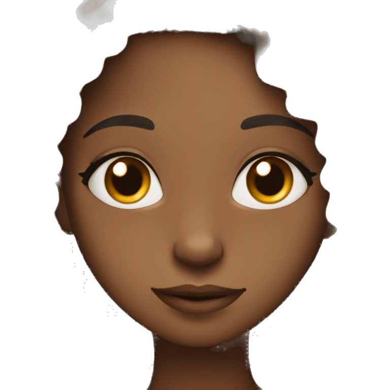 Pretty black girl with wavy hair and brown eyes looking cozy emoji