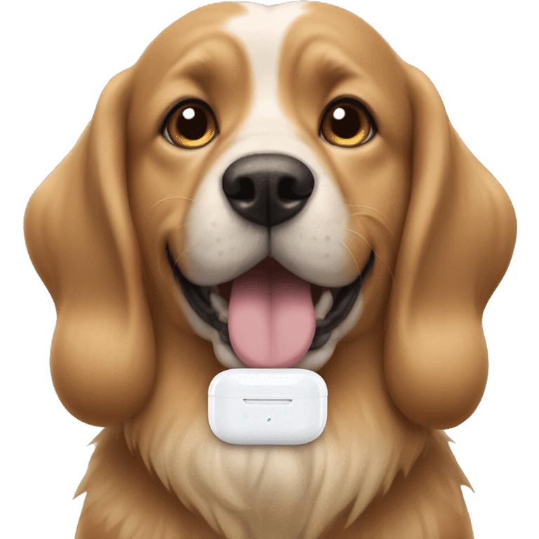 Dog with an AirPods Max emoji