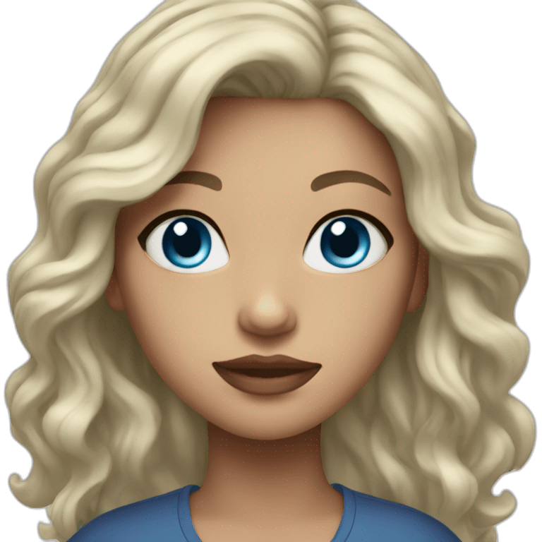 Woman with blue eyes and wavy black hairs emoji