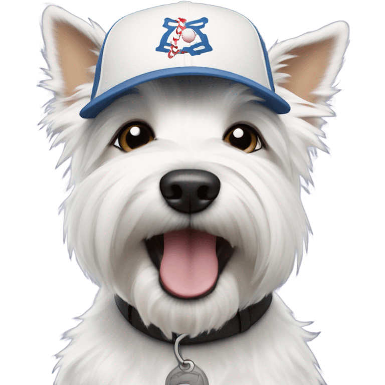 Westie wearing a baseball cap in New York emoji