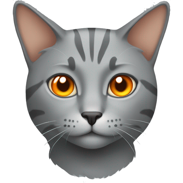 Grey cat with orange eyes emoji