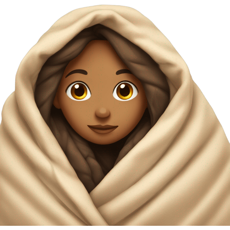 Cute brown girl tucked in cozy emoji