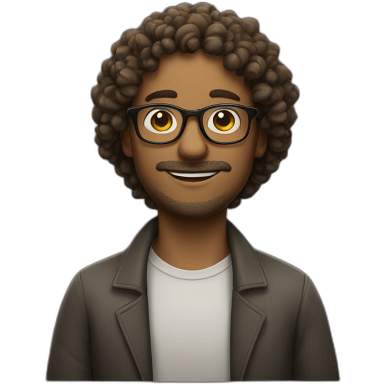 curly man in glasses emoji