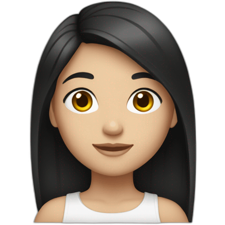 gril, black hair, caucasian emoji