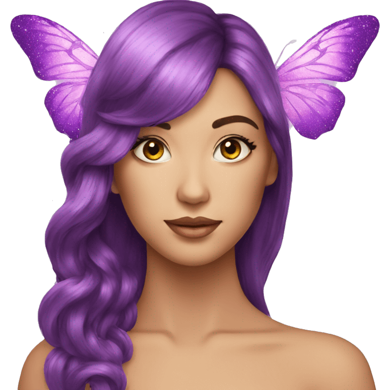 Glitter butterfly purple emoji