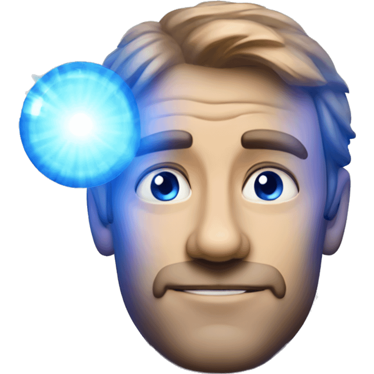 Australian dad with blue ring of light on top of his head emoji