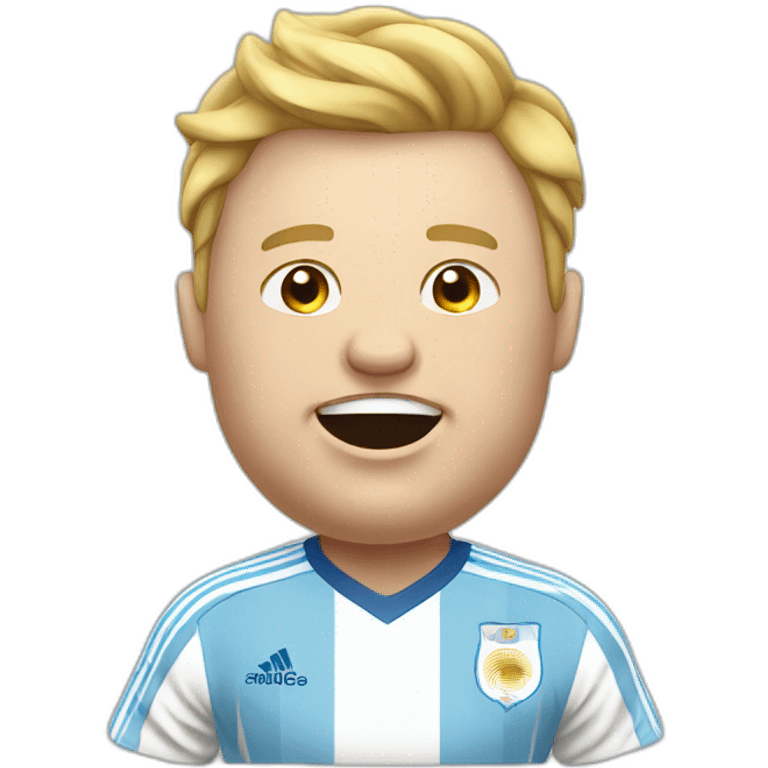 white man. Obese. argentina soccer uniform. laughing crying  emoji