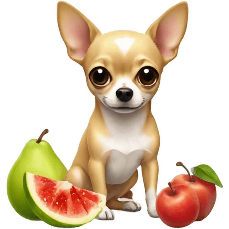 Chihuahua eating fruit emoji