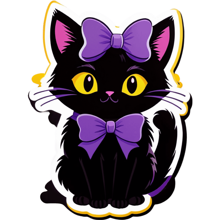 Black cat purple bow emoji