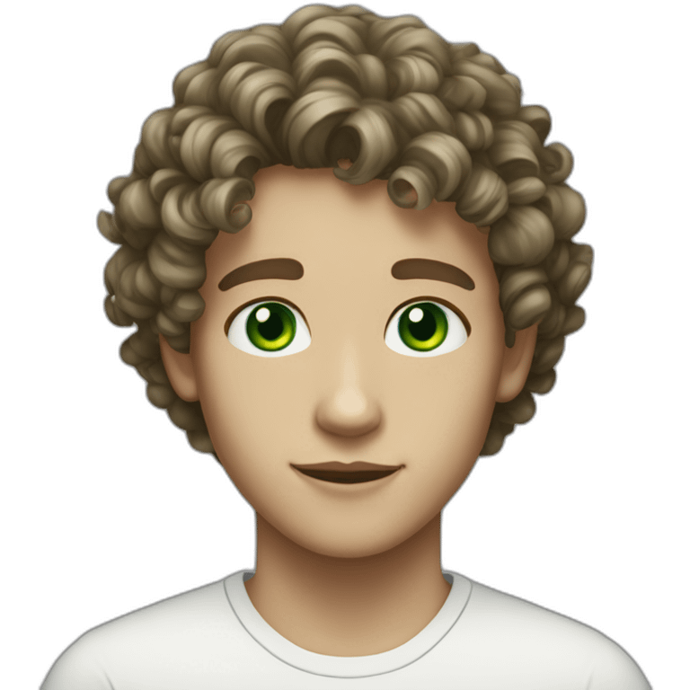 13 years old Boy Green eyes curly hair and white skin emoji