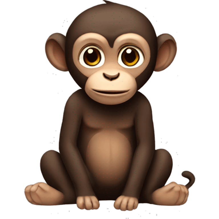 sitting cute dark brown monkey emoji