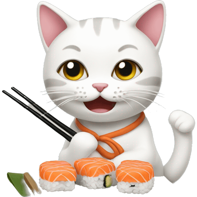 Cat eating sushi emoji