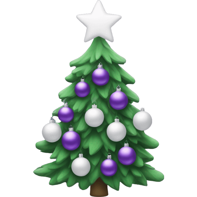 A purple Christmas tree with white ornaments emoji