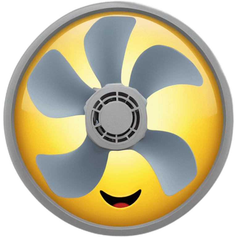 Heat pump outer unit fan with a smiley emoji