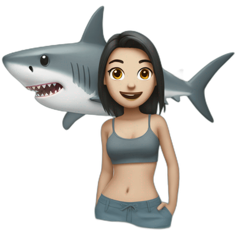 Shark with a crop top emoji