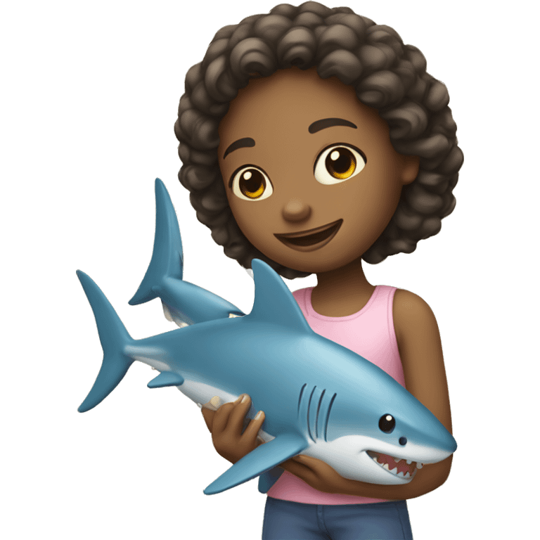 a girl with a toy shark emoji