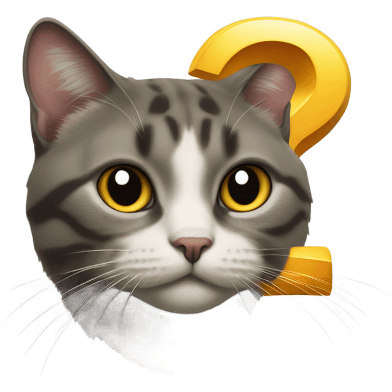 A cat with a question Mark on its head emoji