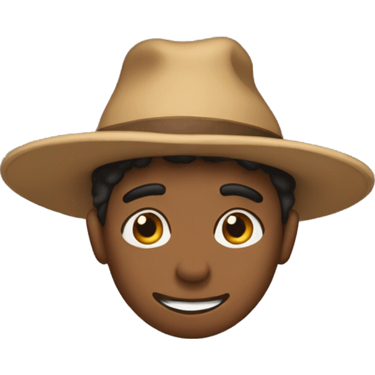 brown boy with the silliest veriest most silly hat ever! emoji