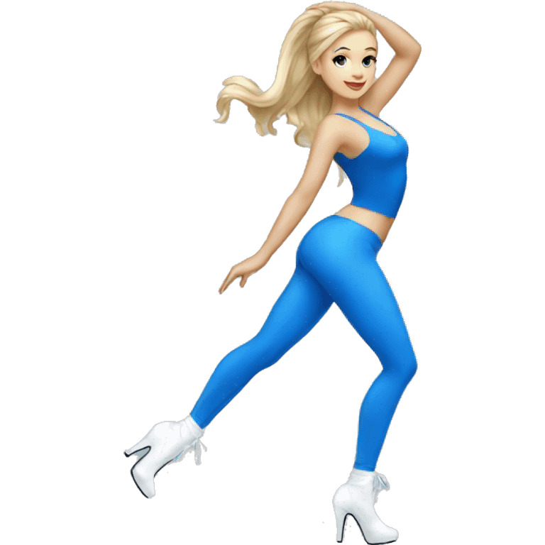 white Heels dancer girl wearing blue emoji